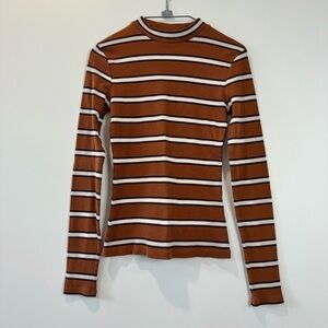 🛍️4 for 20$ / Twik Mock Neck Sweater with Stripes / Caramel / S